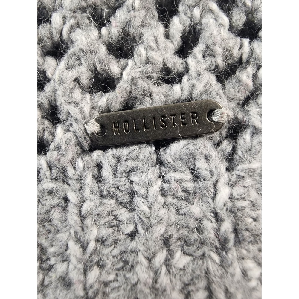 Hollister California Womens Open Knit Sweater Gray Long Sleeve Crew Neck Medium - Picture 8 of 9